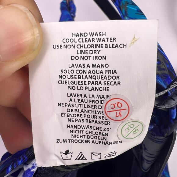 Miraclesuit Plunge Bra, Blue Multi, Nylon Spandex, Underwire Swim Top, 36DDD - Picture 12 of 16